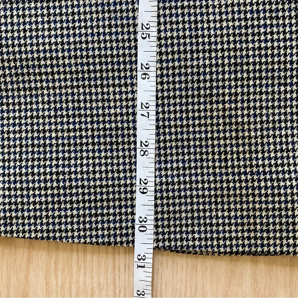 Vintage Wool Houndstooth A-Line Midi Skirt (~XS, 0)